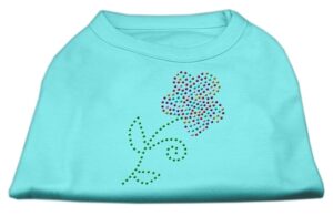 Multi-colored Flower Rhinestone Shirt Aqua L