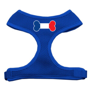Bone Flag France Screen Print Soft Mesh Pet Harness Blue Medium