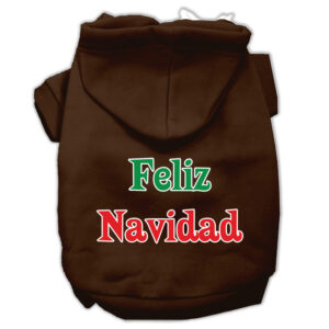 Feliz Navidad Screen Print Pet Hoodies Brown Xxl (18)