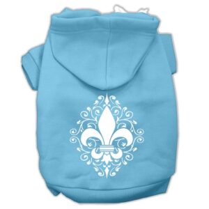 Henna Fleur De Lis Screen Print Pet Hoodies Baby Blue Size Xxxl (20)