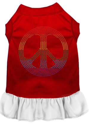 Rhinestone Rainbow Peace Dress Red With White Xs