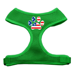 Paw Flag Usa Screen Print Soft Mesh Pet Harness Emerald Green Large