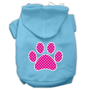 Pink Swiss Dot Paw Screen Print Pet Hoodies Baby Blue Size Xxl (18)