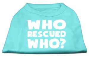 Who Rescued Who Screen Print Shirt Aqua Xs (8)