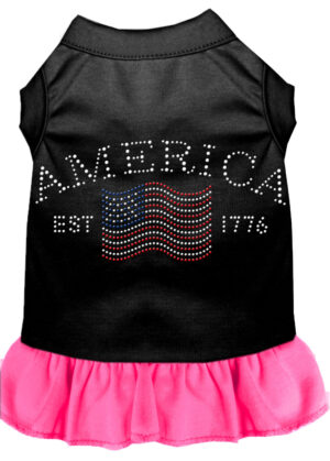 Classic America Rhinestone Dress Black With Bright Pink Xl