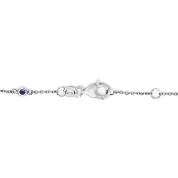 14K White Gold Alternating Blue Sapphire and White Diamond Bezel Station Chain Bracelet (I-J Color, SI2-I1 Clarity) - 8" Inches - Image 2