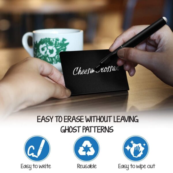 30 Pack Mini Chalkboard Signs 4 x3  for Food   Buffet   Tables   Small Chalkboard Sign   Mini Chalkboard Signs for Food   Table Chalkboard Signs   Mini Blackboard Signs for Food Buffet   Food Cards - Image 2