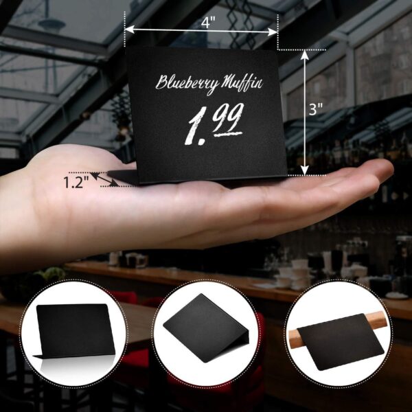 30 Pack Mini Chalkboard Signs 4 x3  for Food   Buffet   Tables   Small Chalkboard Sign   Mini Chalkboard Signs for Food   Table Chalkboard Signs   Mini Blackboard Signs for Food Buffet   Food Cards - Image 3