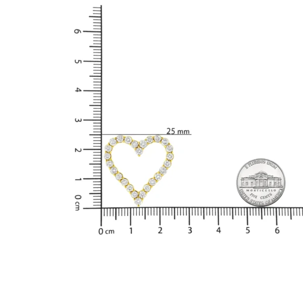 14K Yellow Gold Plated .925 Sterling Silver 2.00 Cttw Shared Prong-Set Round Brilliant-Cut Diamond Open Heart 18" Pendant Necklace (K-L Color, I2-I3 Clarity) - Image 5