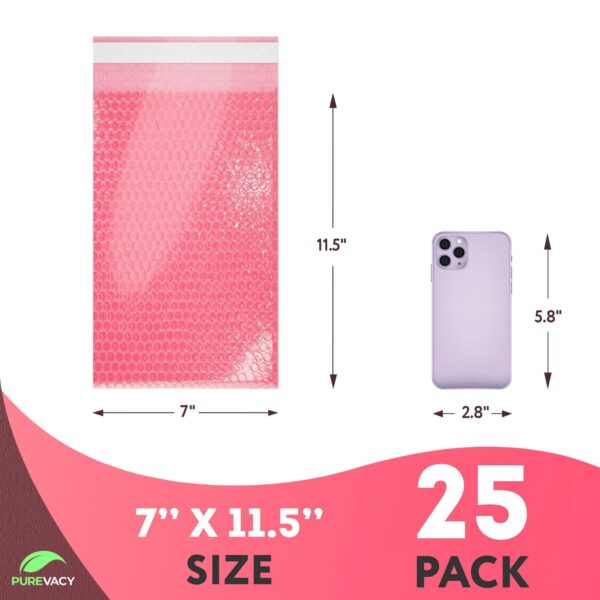Anti Static Bubble Out Bags 7 x 11.5 Inch. Pack of 25 Pink Polyethylene Self Seal Bubble Pouches. Peel and Seal Bubble Pouch. Waterproof Light Bubble Bags for Packing Electronics Cosmetic - Image 2