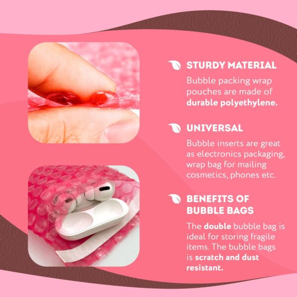 Anti Static Bubble Out Bags 7 x 11.5 Inch. Pack of 25 Pink Polyethylene Self Seal Bubble Pouches. Peel and Seal Bubble Pouch. Waterproof Light Bubble Bags for Packing Electronics Cosmetic - Image 3