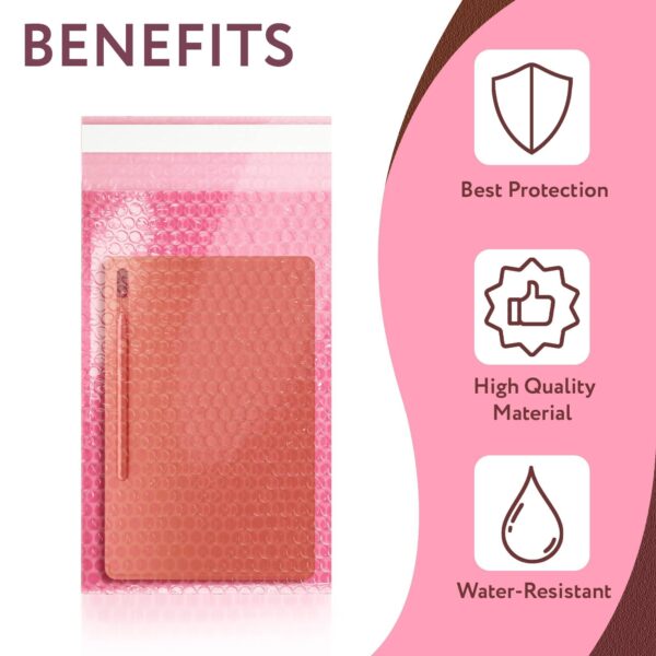 Anti Static Bubble Out Bags 7 x 11.5 Inch. Pack of 25 Pink Polyethylene Self Seal Bubble Pouches. Peel and Seal Bubble Pouch. Waterproof Light Bubble Bags for Packing Electronics Cosmetic - Image 4
