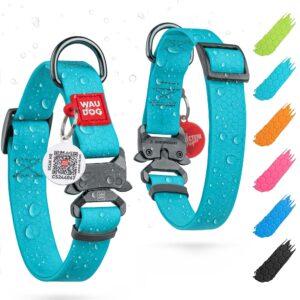 Waterproof Dog Collar   Adjustable Glow Dog Collar for Large Dogs Small and Medium Dogs   Heavy Duty Dog Collars with Durable Metal Clasp and QR Dog Tag   Glow in The Dark Dog Collars