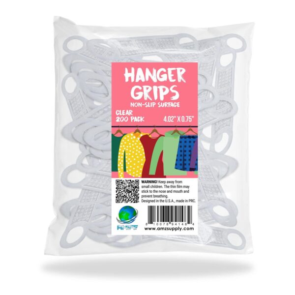 200 Pack of PGrab NonSlip Hanger Grips. 4.02 x 0.75 Hanger for Clothing Strips Clear Silicone Grips for Wooden and Plastic Hangers Stores and Home Storage and Organization - Image 2