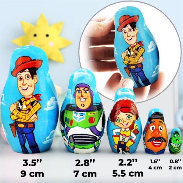 Matryoshka Matrioska Babuska Russian Nesting Wooden Doll Toy Story Matryoshika Babushka 5 Pcs Stacking Hand Painting Beautiful Nested Craft Matriosjka - Image 3