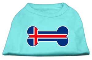 Bone Shaped Iceland Flag Screen Print Shirts Aqua Xxl