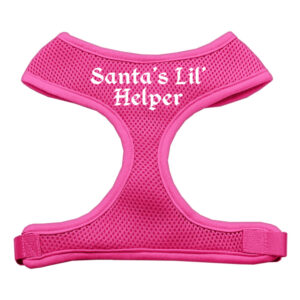 Santa's Lil Helper Screen Print Soft Mesh Pet Harness Pink Medium