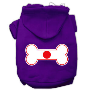 Bone Shaped Japan Flag Screen Print Pet Hoodies Purple Size Xl (16)