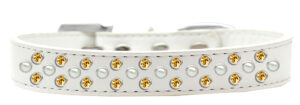 Sprinkles Dog Collar Pearl And Yellow Crystals Size 16 White