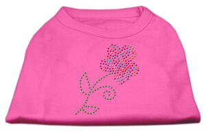Multi-colored Flower Rhinestone Shirt Bright Pink S