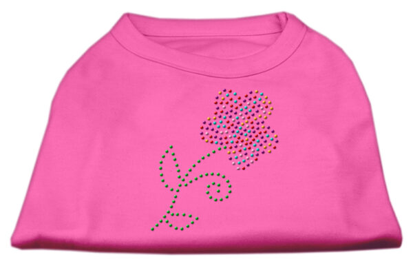 Multi-colored Flower Rhinestone Shirt Bright Pink S