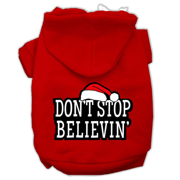 Don't Stop Believin' Screenprint Pet Hoodies Red Size Xs (8)