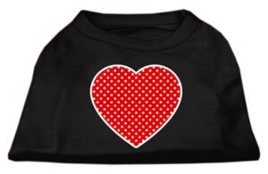 Red Swiss Dot Heart Screen Print Shirt Black Lg (14)