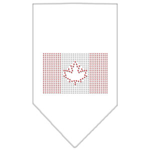 Canadian Flag Rhinestone Bandana White Large