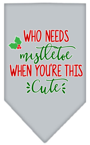 Who Needs Mistletoe Screen Print Bandana Grey Large