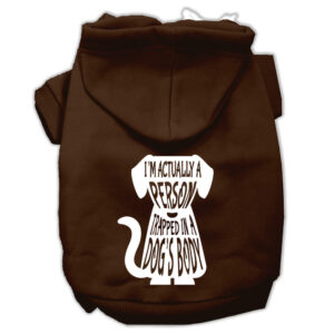 Trapped Screen Print Pet Hoodies Brown Size Xs (8)