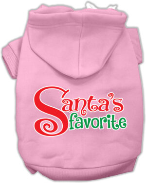 Santas Favorite Screen Print Pet Hoodie Light Pink Xl (16)