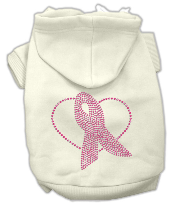 Pink Ribbon Rhinestone Hoodies Cream Xxxl(20)