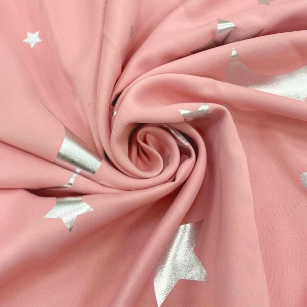 Galaxy Moon Stars Blackout Curtains Pair of Grommet Top Panels Room Darkening Curtains for Nursery Bedroom Kids Printed Silver Metallic Stars Moon   Blush Pink Width 52  x Drop 84 - Image 7