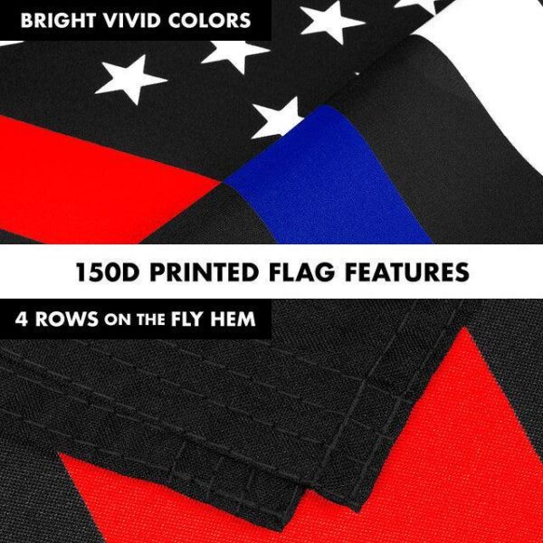 G128 Combo Pack: 6 Feet Tangle Free Spinning Flagpole (Black) Thin Blue and Red Line Flag 3x5 ft Printed 150D Brass Grommets (Flag Included) Aluminum Flag Pole - Image 5