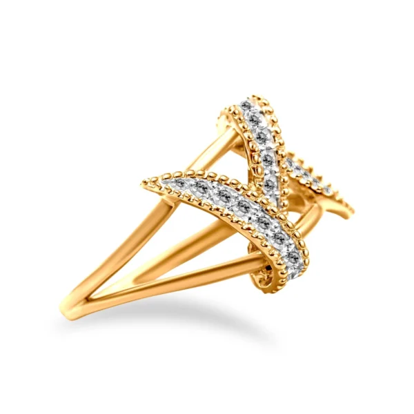 14K Yellow Gold Plated .925 Sterling Silver 1/4 Cttw Diamond Interlocking Bypass Ring (I-J Color, I1-I2 Clarity) - Image 2