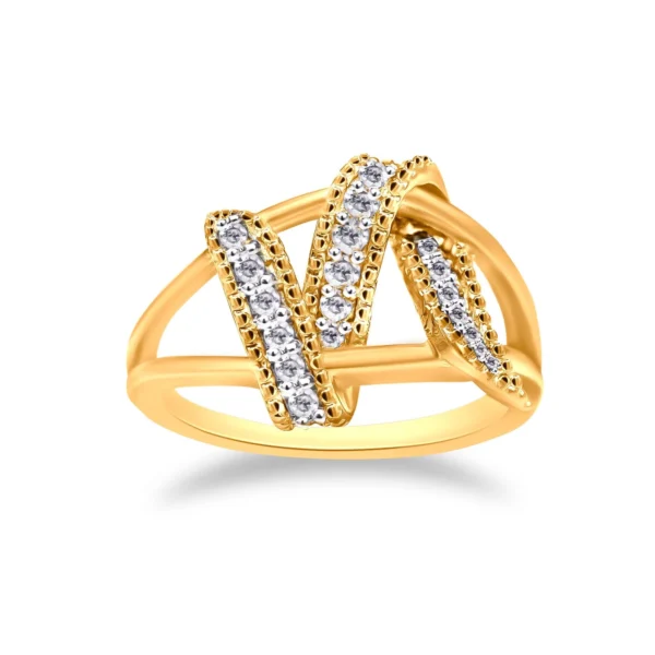 14K Yellow Gold Plated .925 Sterling Silver 1/4 Cttw Diamond Interlocking Bypass Ring (I-J Color, I1-I2 Clarity) - Image 5