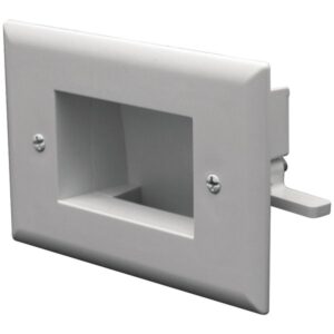 DataComm Electronics 45-0008-WH Easy-Mount Recessed Low-Voltage Cable Plate, White