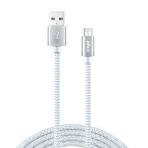 XYST XYS-M10604B Charge and Sync USB to Micro USB Braided Cable, 10 Ft. (White)