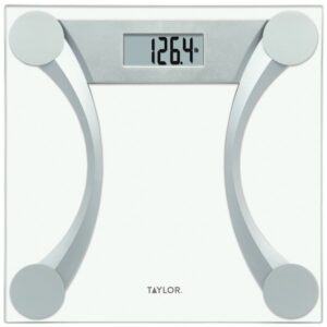 Taylor Precision Products 76024192 Instant Read 400-lb Capacity Glass and Metallic Bathroom Scale
