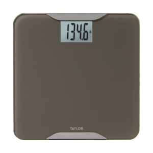 Taylor Precision Products 5297042 Digital Glass Bath Scale, Taupe with Stainless Steel Accents, 400-Lb. Capacity