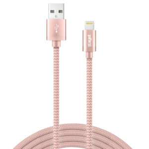 XYST XYS-L10704B Charge and Sync USB to Lightning Braided Cable, 10 Ft. (Rose Gold)