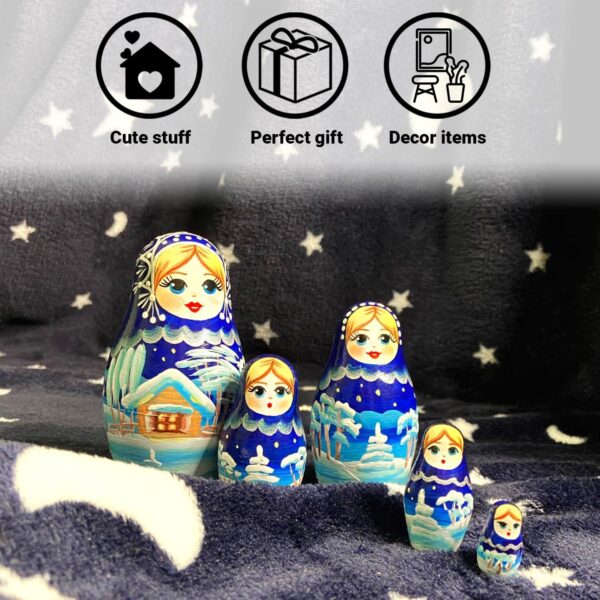 AEVVV Russian Nativity Nesting Dolls Set 5 pcs   Christmas Nesting Dolls   Best Xmas Decorations   Russian Souvenir Matryoshka Dolls   New Year Xmas Gifts - Image 5