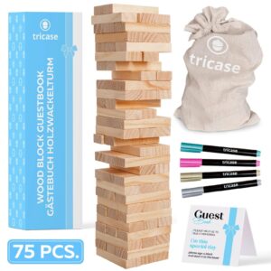 Wooden Wiggle Tower 72 PCS Tumble Timber Set   Wooden Tumble Tower Game