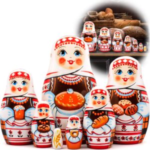 AEVVV Matryoshka Russian Nesting Dolls Set of 7 pcs   Russian Doll in Slavic Clothing   Slavic Decor   Thank You Hospitality Gift   Handmade Folk Art Dolls