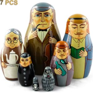 Matryoshka Russian Nesting Dolls On The Motives Stories of Sherlock Holmes 7 pcs Wooden Figurines