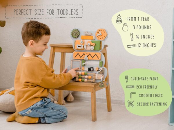 Busy Board for Toddlers Sensory Game Montessori Board for Kids Activity Toy for Toddlers Develop Fine Motor Skills Educational Learning Toy Learning Wooden Travel Toy Doors and Locks - Image 3