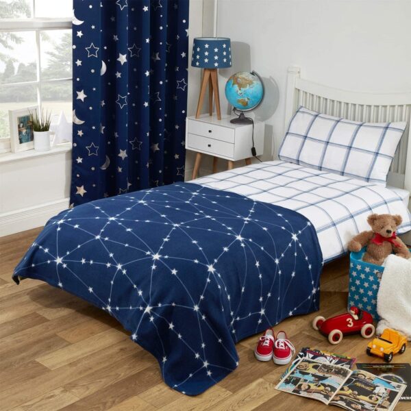 Warm Fleece Blanket Galaxy Moon & Stars Throw Blanket Super Soft Kids Fleece Blankets for Sofa Travel Adult Outdoor   Plush Fleece Blanket Throw 50  x 60  Room Decor Navy Blue - Image 3