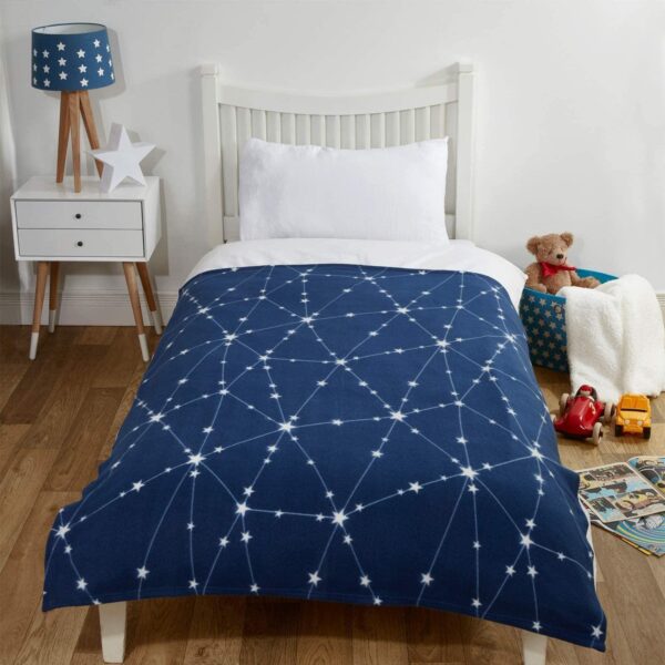 Warm Fleece Blanket Galaxy Moon & Stars Throw Blanket Super Soft Kids Fleece Blankets for Sofa Travel Adult Outdoor   Plush Fleece Blanket Throw 50  x 60  Room Decor Navy Blue - Image 4