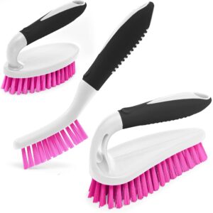Scrub Brush Set of 3pcs   Cleaning Shower Scrubber with Ergonomic Handle and Durable Bristles   Grout Cleaner Brush   Scrub Brushes for Cleaning Bathroom Shower Tile Kitchen Floor Bathtub Carpet