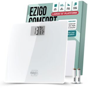 Digital Bathroom Scale for Body Weight  Large Platform 12 inch 30cm High Capacity 440lb 200kg Accurate Scale for Adults Elderly Seniors Pets and Babies